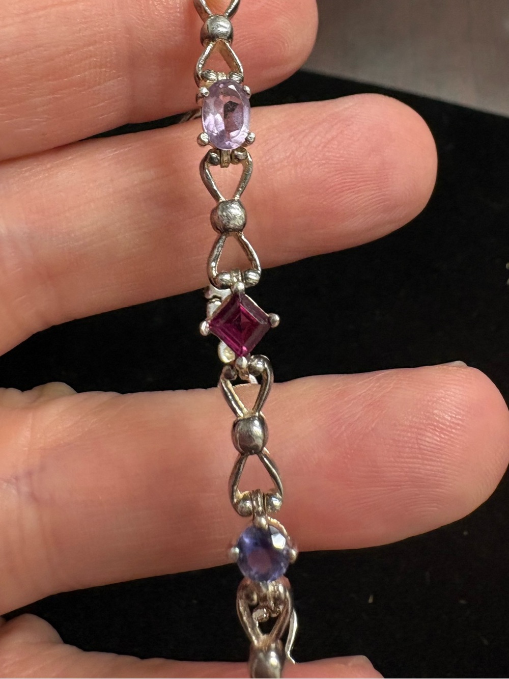Multi gemstone 925 silver bracelet. Toggle clasp 7.25 inches - Picture 5 of 6